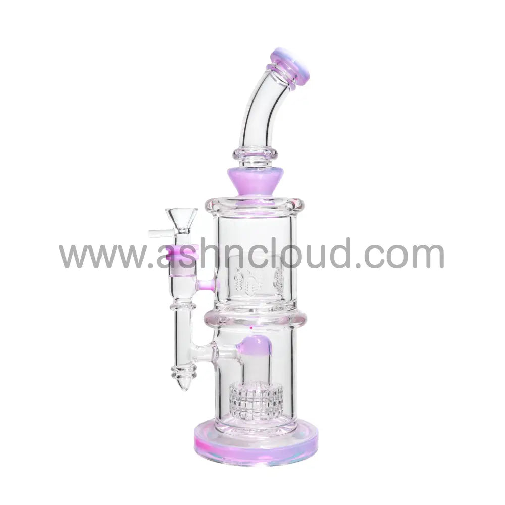 12 In - Clear Glass One-Tone Slime Colors Perc Bong