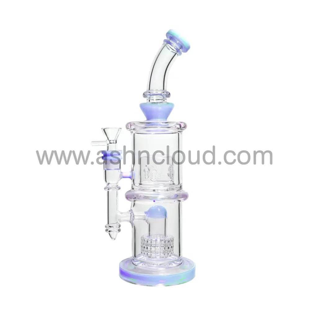 12 In - Clear Glass One-Tone Slime Colors Perc Bong