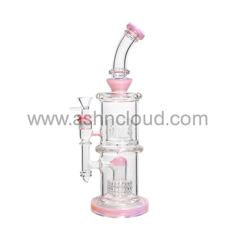 12 In - Clear Glass One-Tone Slime Colors Perc Bong