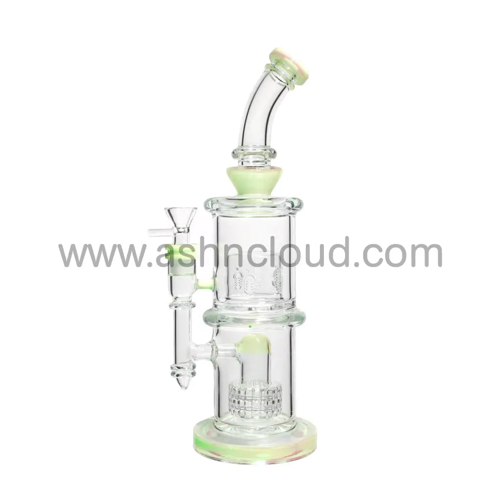 12 In - Clear Glass One-Tone Slime Colors Perc Bong
