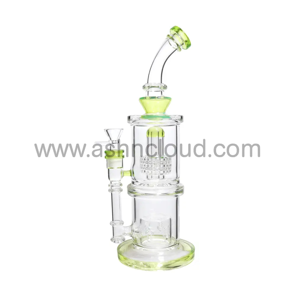12 In - Clear Glass One-Tone Slime Colors Perc Bong