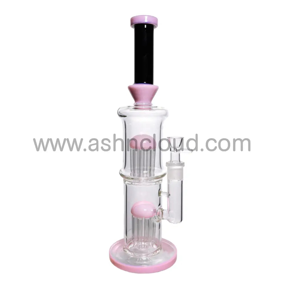 16 In - Double Chamber Straight Slime Colors Glass Bong 18 Mm