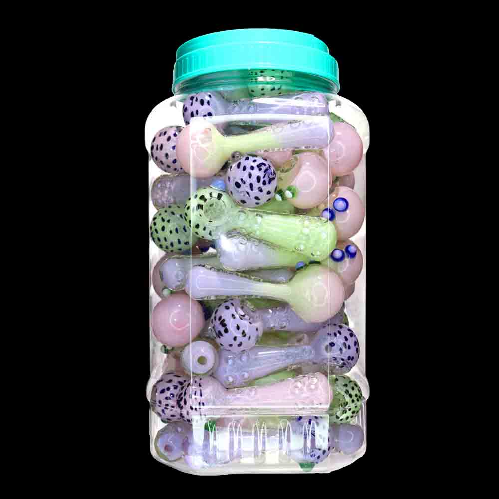 55 pcs – NEW JAR #32 Glass Hand Pipe (5 inches) Spoon $4 each