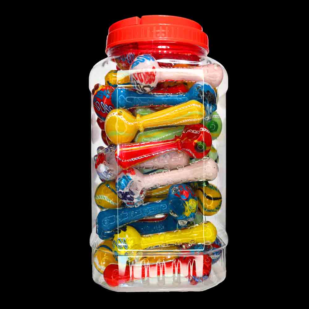 45 pcs – NEW JAR #31 Glass Hand Pipe (5 inches) Spoon $4.85 each
