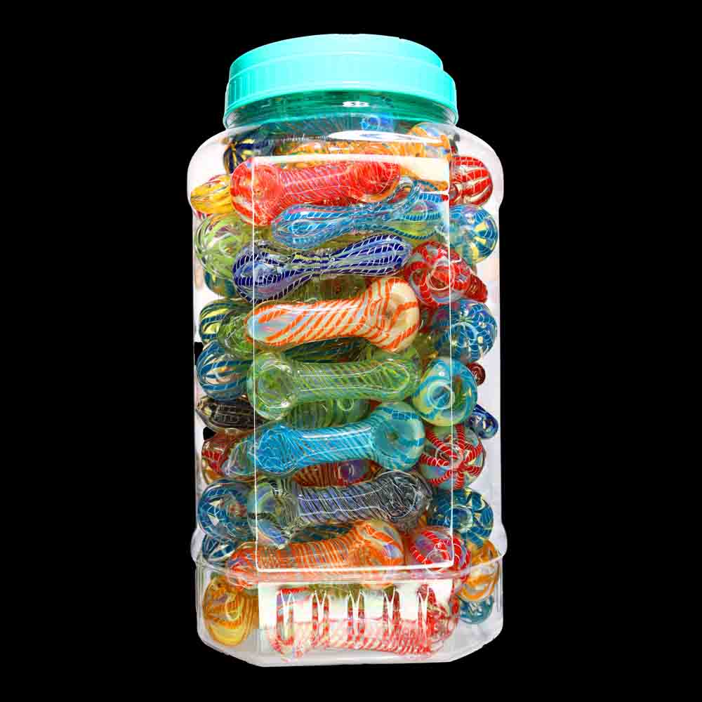 100 pcs – NEW JAR #23 Glass Hand Pipe (4 inches) Spoon $2.15 each