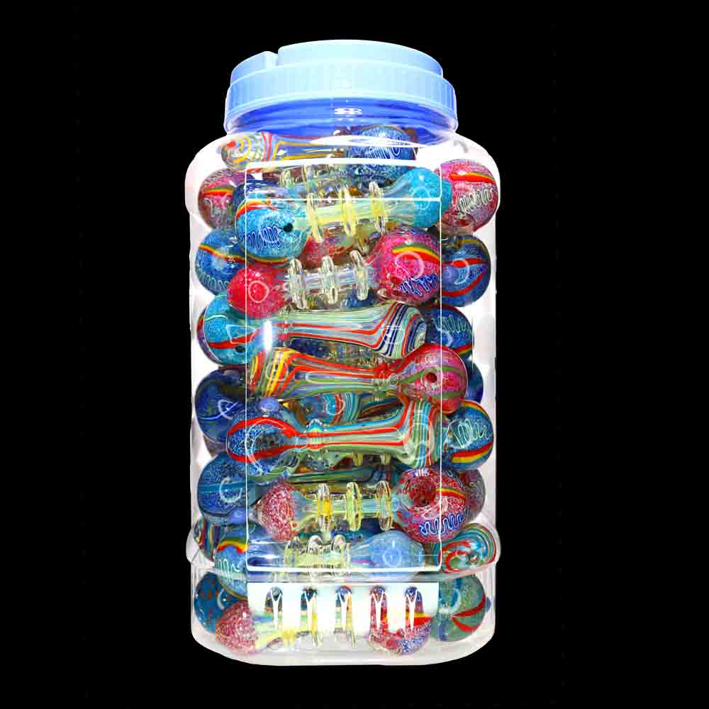 55 pcs – NEW JAR #35 Glass Hand Pipe Spoon $3.75 each