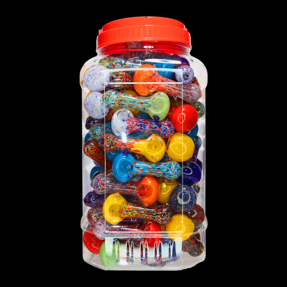 90 pcs – NEW JAR #25 Glass Hand Pipe (3.5 inches) Spoon $2.50 each
