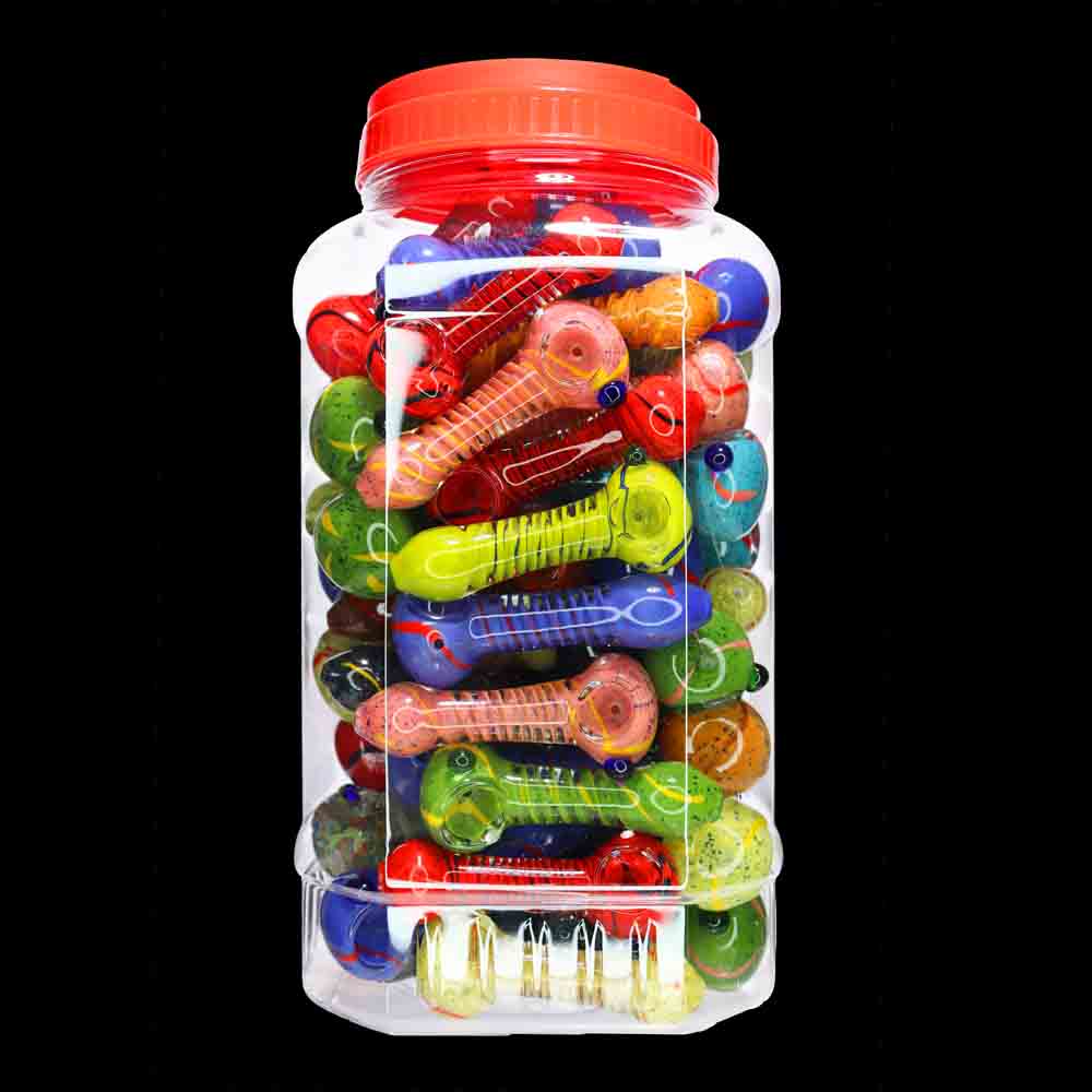 72 pcs – NEW JAR #29 Glass Hand Pipe (4 inches) Spoon $3 each