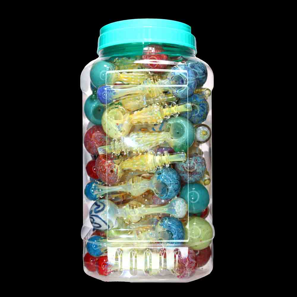 55 pcs – NEW JAR #36 Glass Hand Pipe (5 inches) Spoon $3.90 each