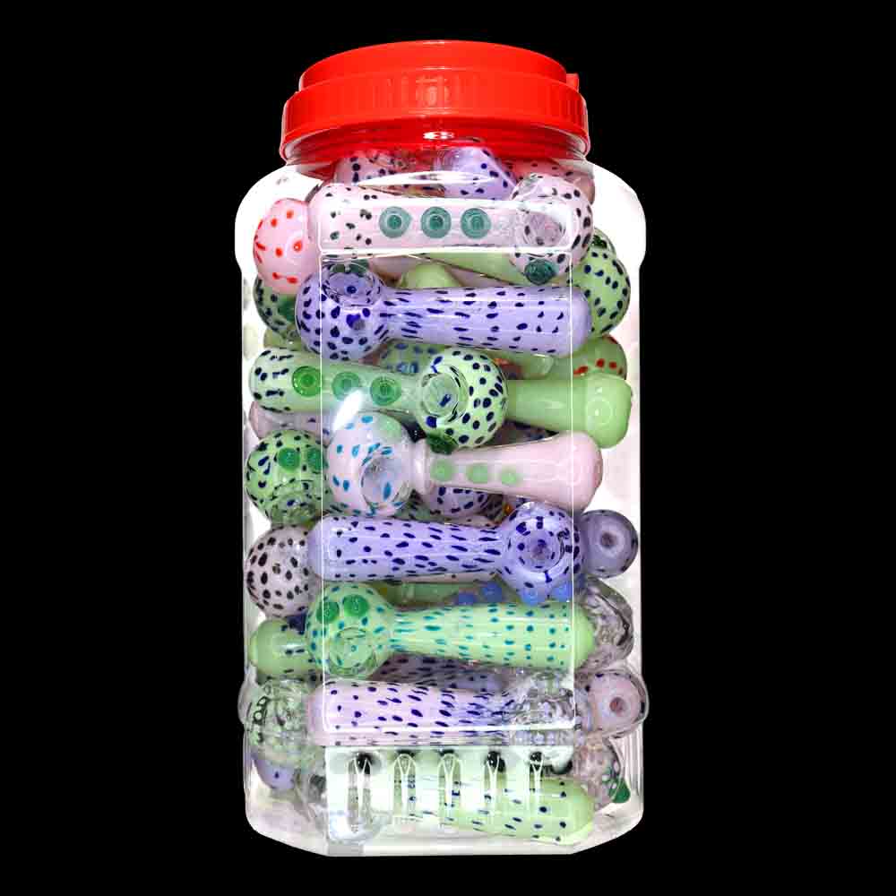 60 pcs – NEW JAR #37 Glass Hand Pipe (4.5 inches) Spoon $4 each