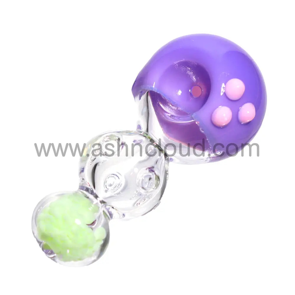4 In - Cute Curvy Hand Pipe Spoon Head Dots Simple