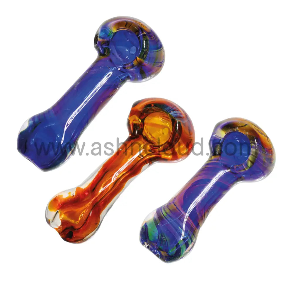 4 In - Golden/Blue Body Spoon Hand Pipe