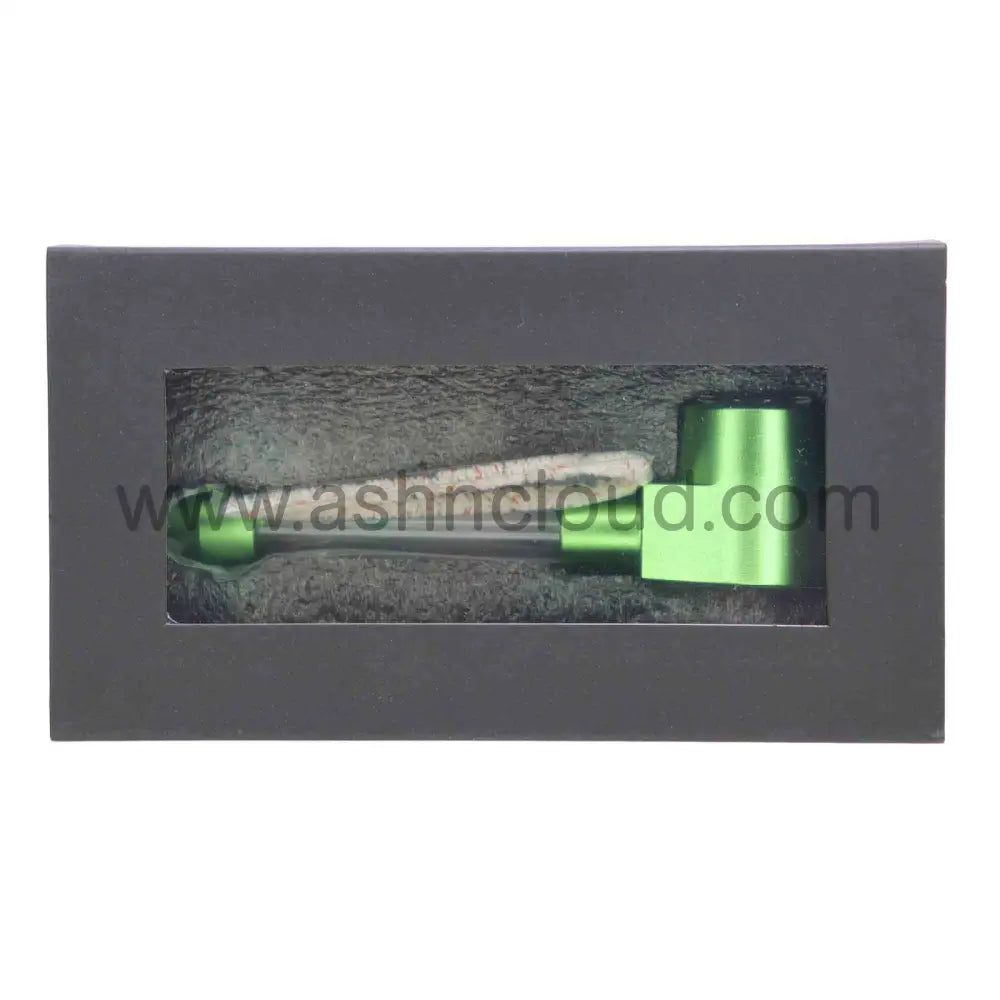 5 In - Box Green Glass Metalic Hand Pipe Multicolor