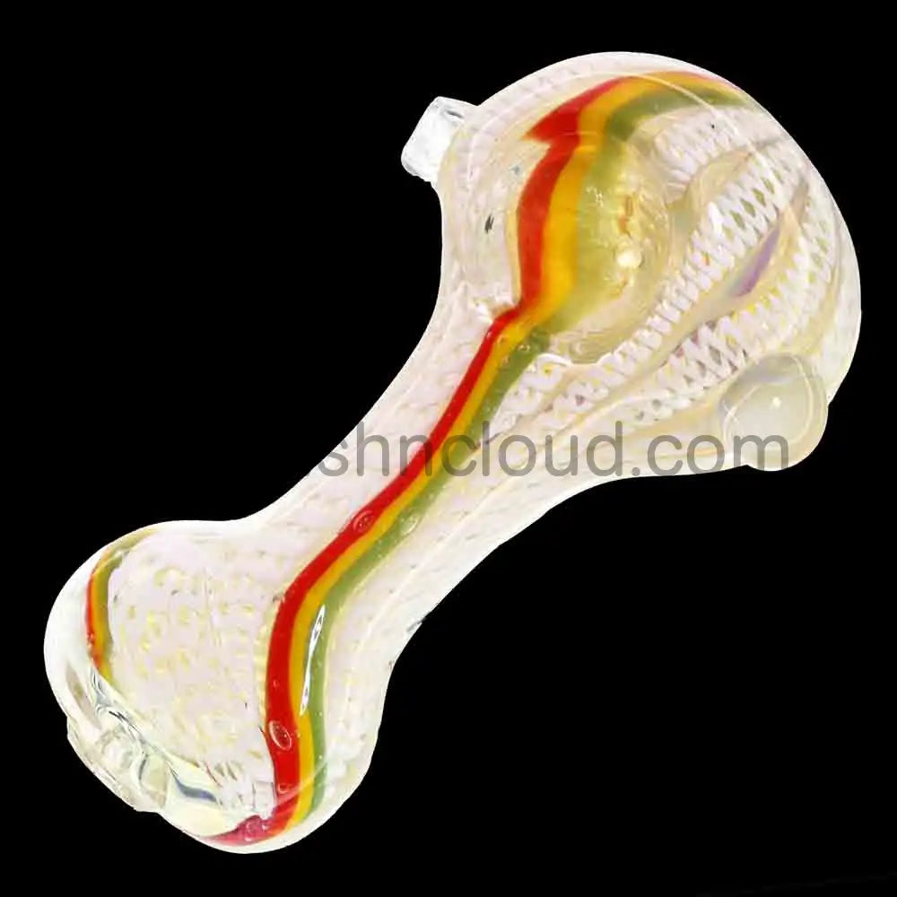5 in - Curvy Rasta Multicolor Glass Spoon Pipe