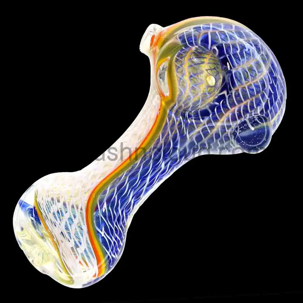 5 in - Curvy Rasta Multicolor Glass Spoon Pipe