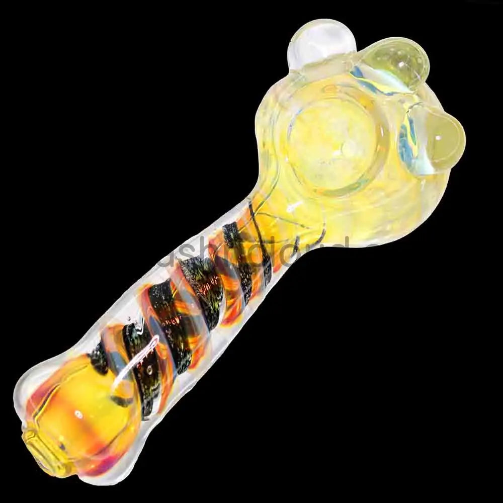5 in - Dicro Swirl Golden Dots Glass Hand Pipe Spoon