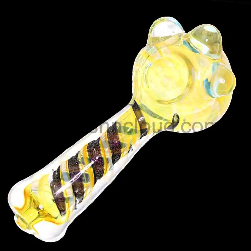 5 in - Dicro Swirl Golden Dots Glass Hand Pipe Spoon