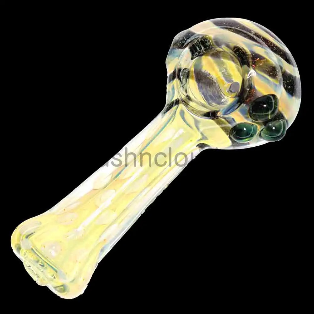 5 in - Dicro Swirl Golden Glass Hand Pipe Spoon