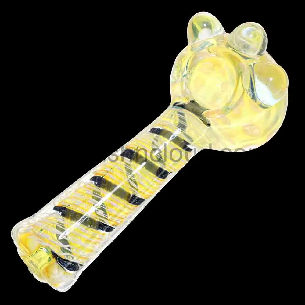 5 in - Dicro Swirl Multicolor Golden Dots Glass Hand Pipe Spoon