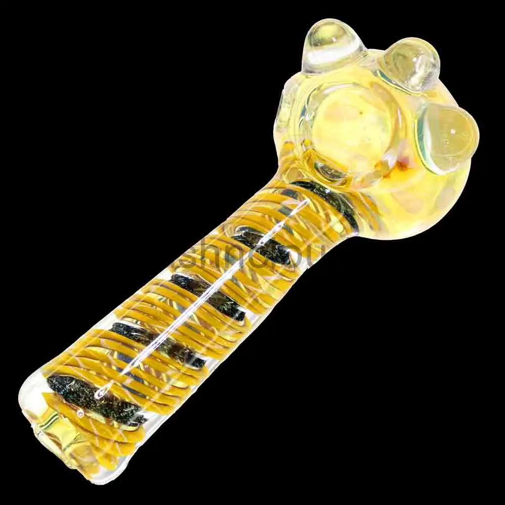 5 in - Dicro Swirl Multicolor Golden Dots Glass Hand Pipe Spoon
