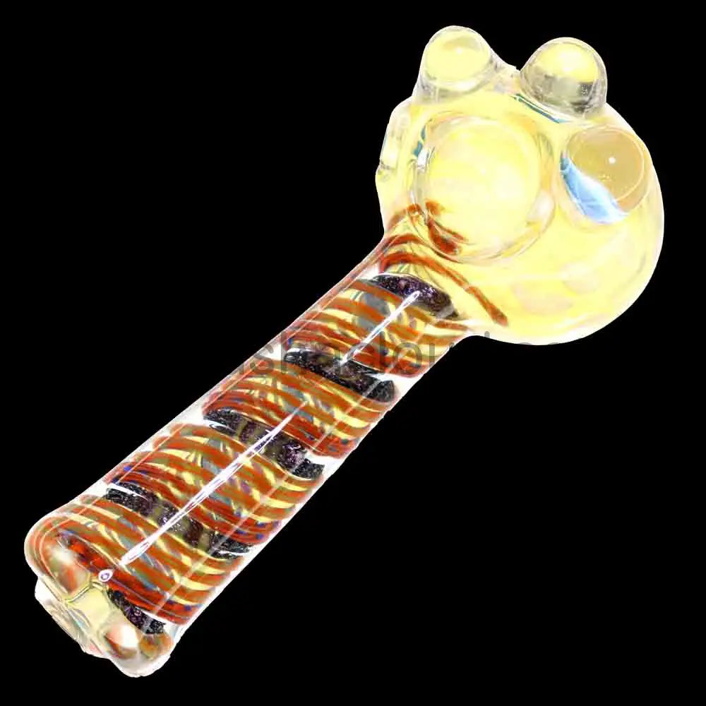 5 in - Dicro Swirl Multicolor Golden Dots Glass Hand Pipe Spoon