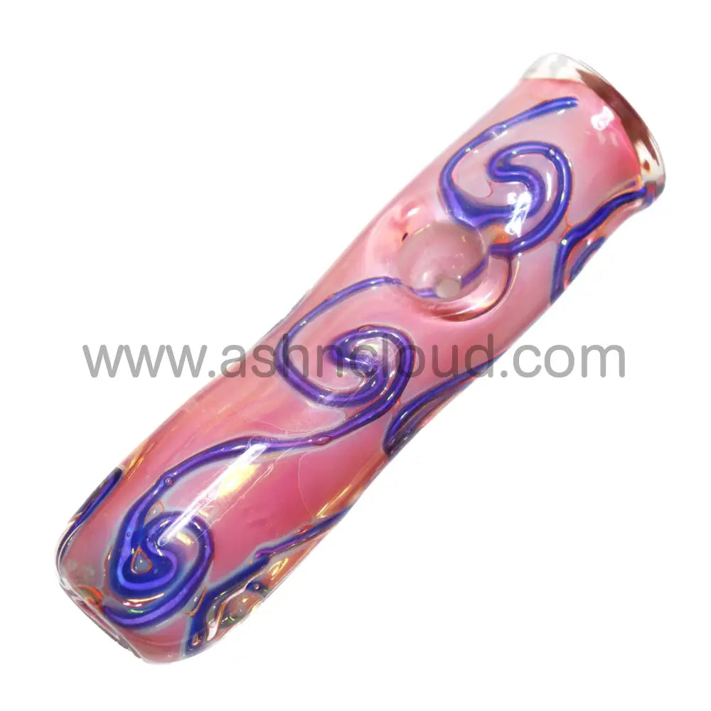 5 In - Fancy Pink Worm Patterns Hand Pipe Glass Spoon