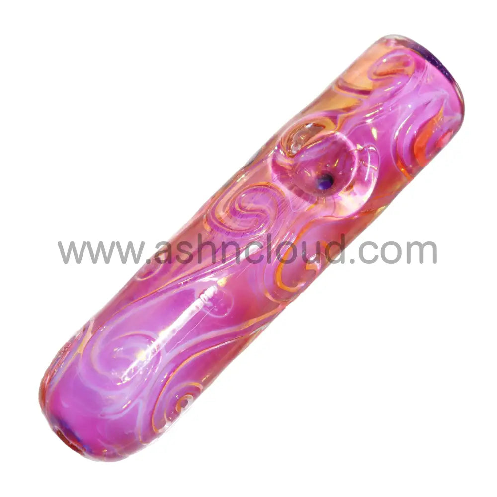 5 In - Fancy Pink Worm Patterns Hand Pipe Glass Spoon