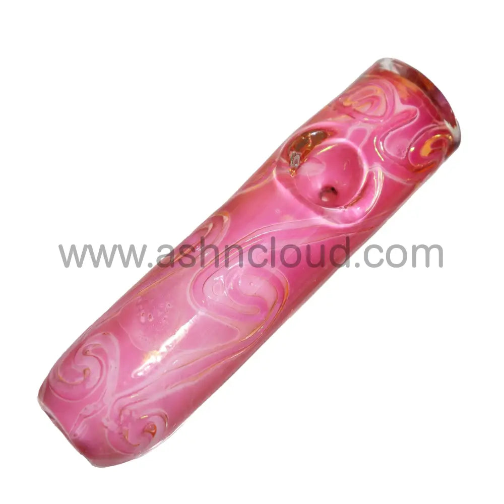 5 In - Fancy Pink Worm Patterns Hand Pipe Glass Spoon