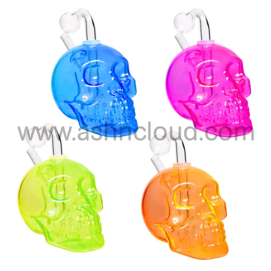 5 In - Multicolor Skull Head Glass Oil Burner