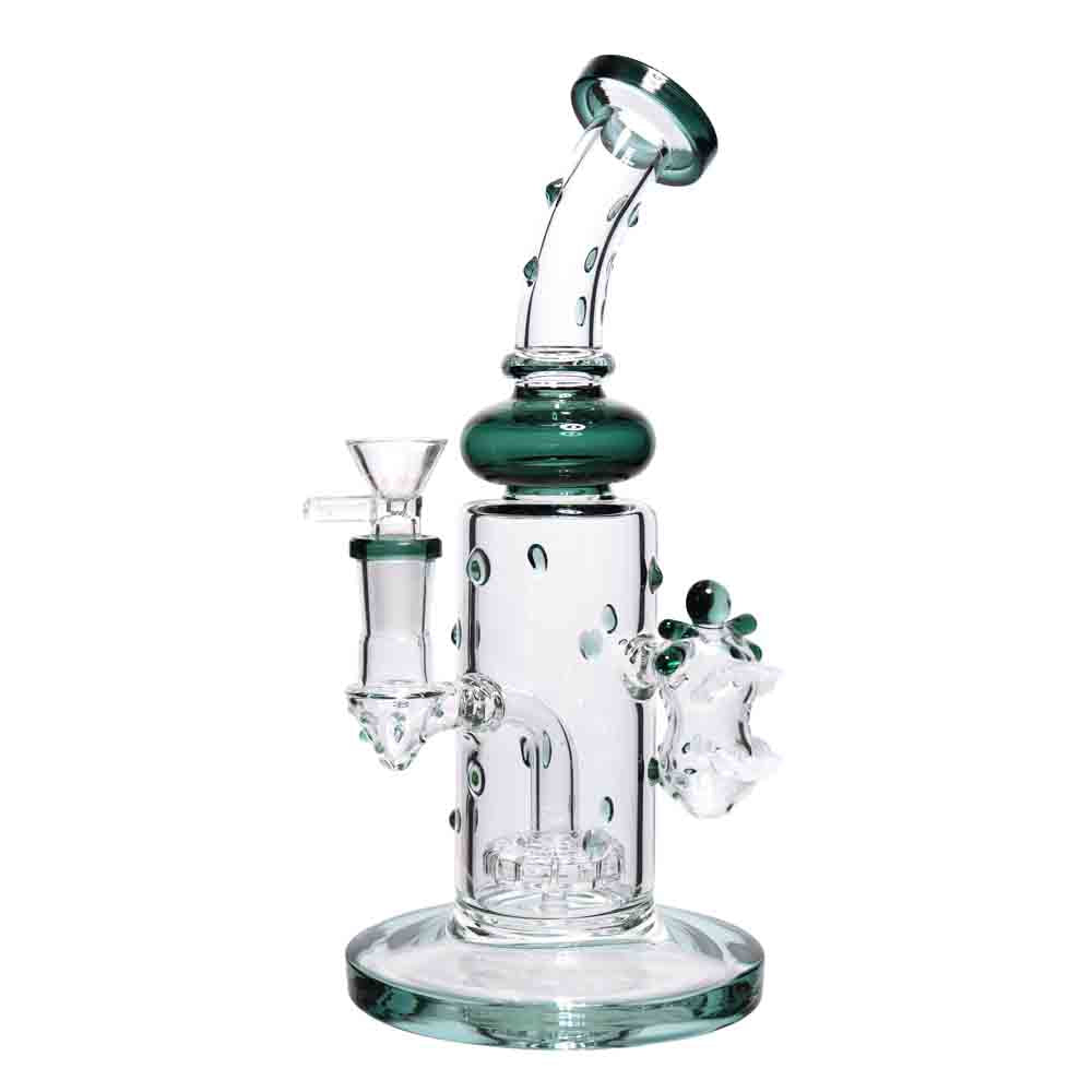10 in - Monster Face Side Dots Glass Water Pipe Bong