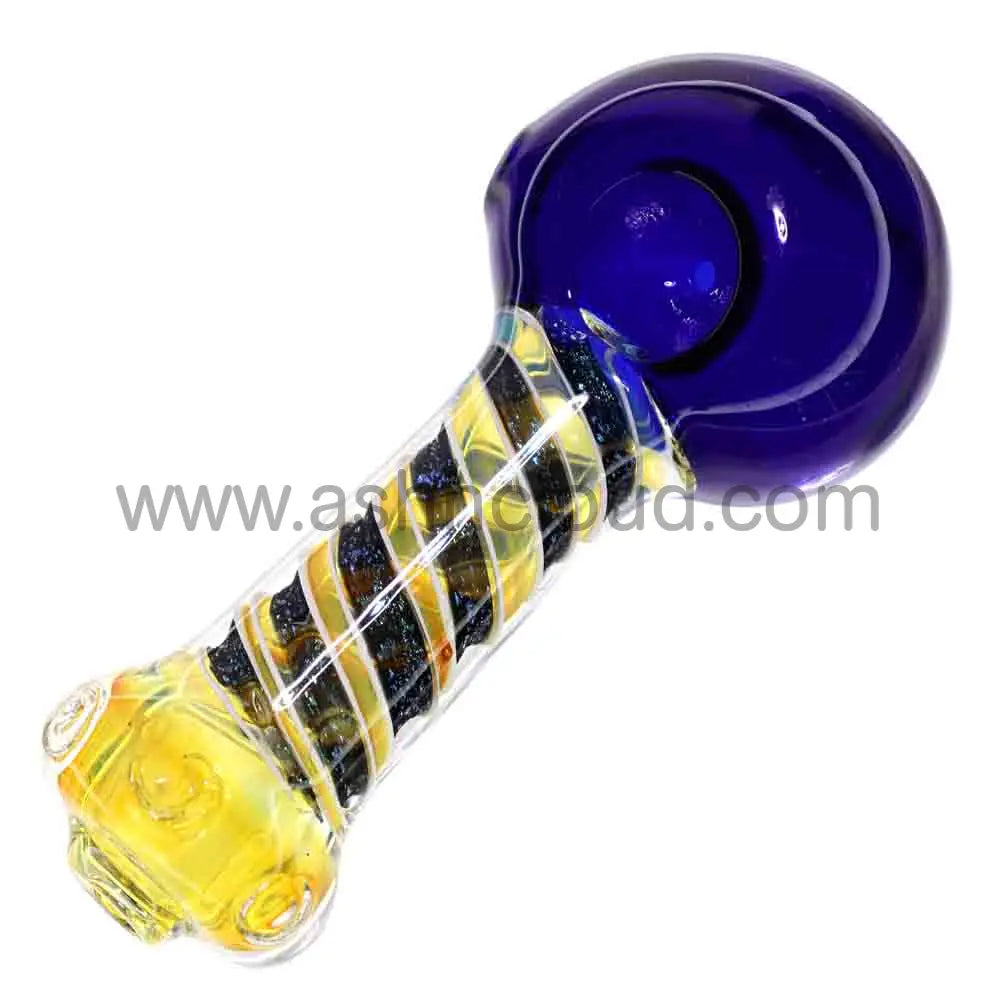 6 in - Heavy Dicro Swirl Color Head Glass Spoon Pipe