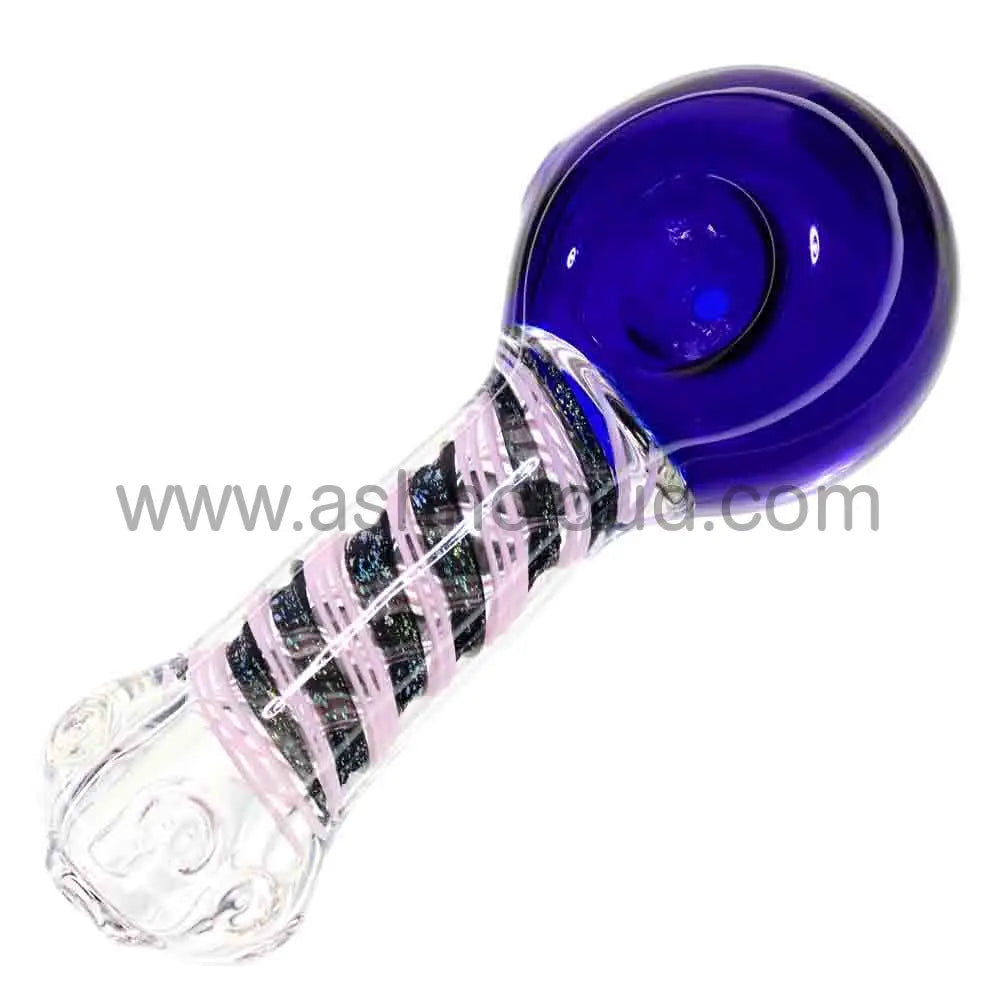 6 in - Heavy Dicro Swirl Color Head Glass Spoon Pipe