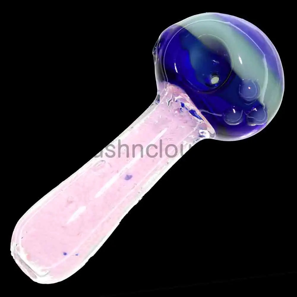 6 in - Pink Doted Multicolor Head Glass Spoon