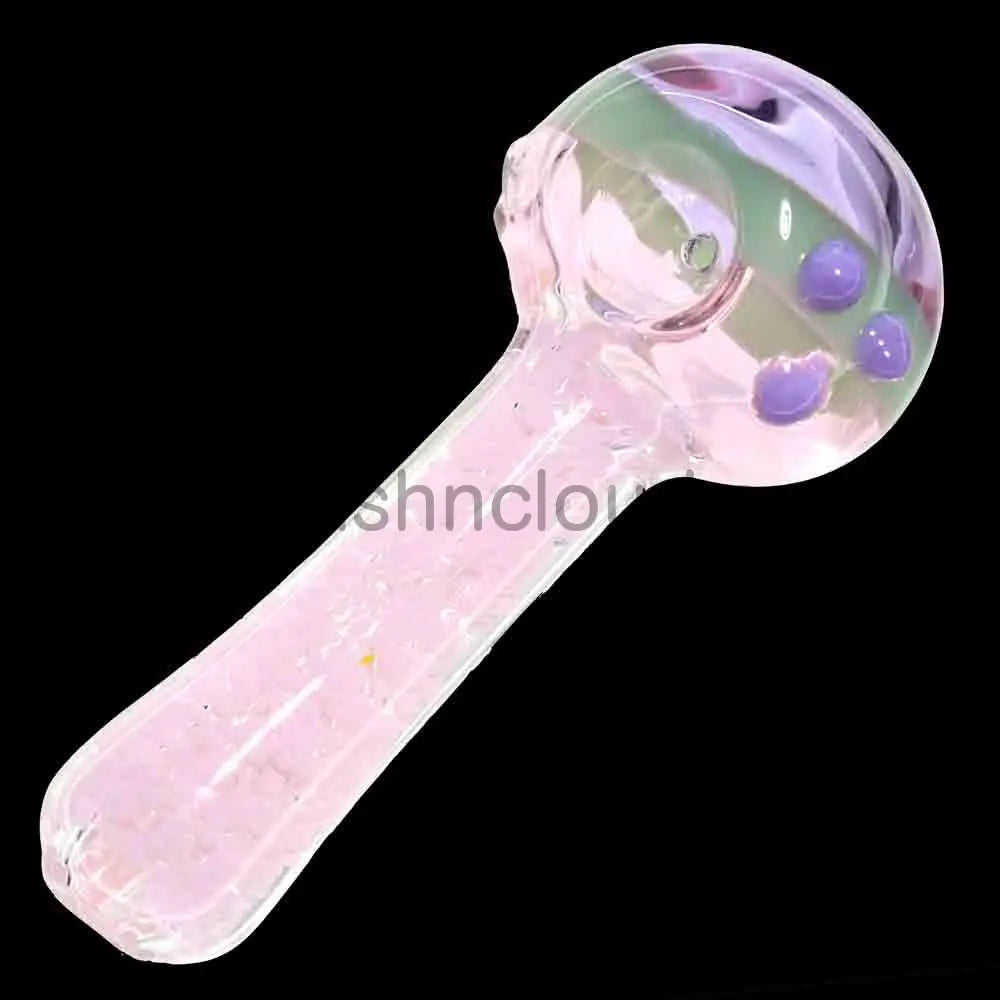 6 in - Pink Doted Multicolor Head Glass Spoon
