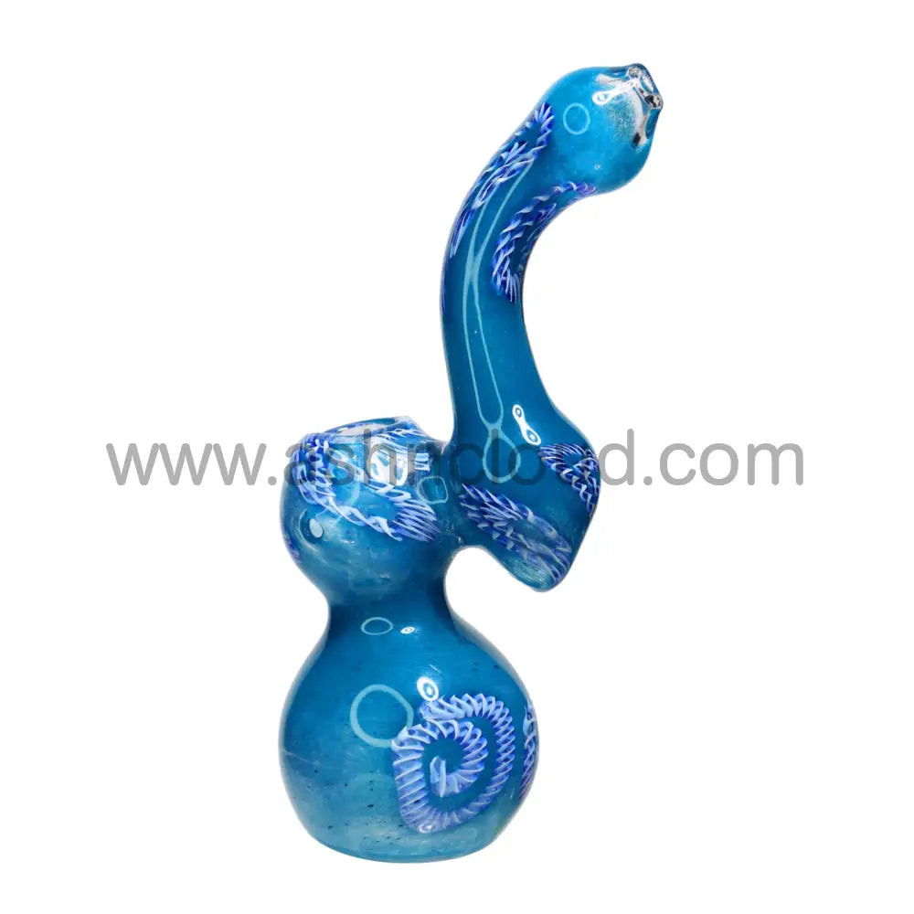 8 In - Blue Tails Multicolor Glass Bubbler