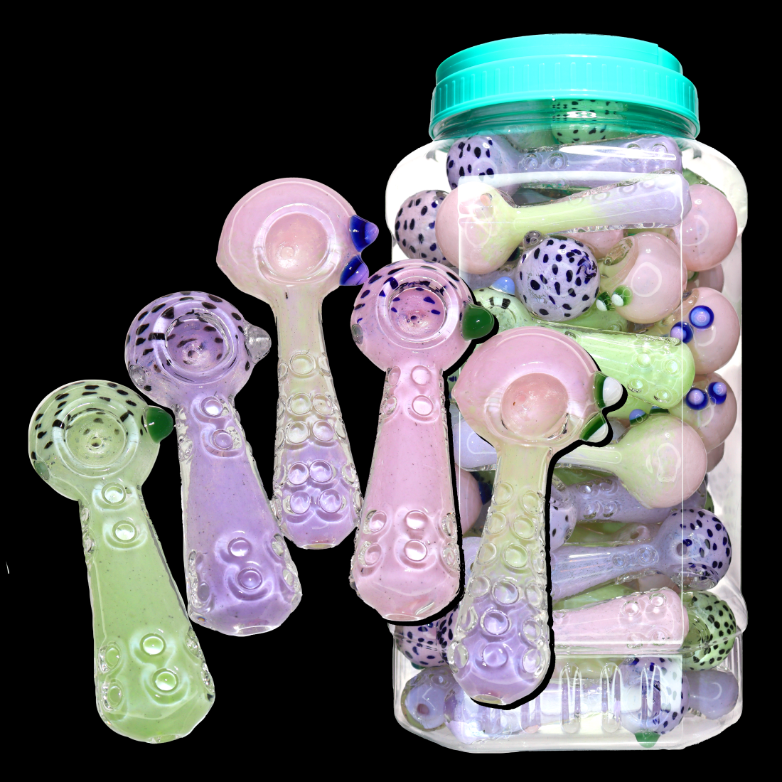 55 pcs – NEW JAR #32 Glass Hand Pipe (5 inches) Spoon $4 each