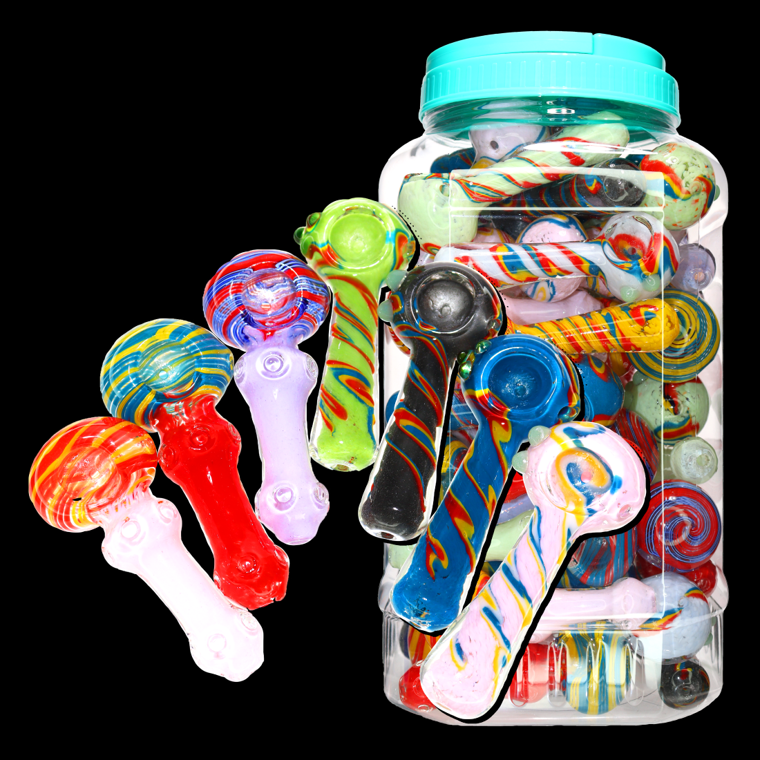 50 pcs – NEW JAR #34 Glass Hand Pipe (5 inches) Spoon $4 each