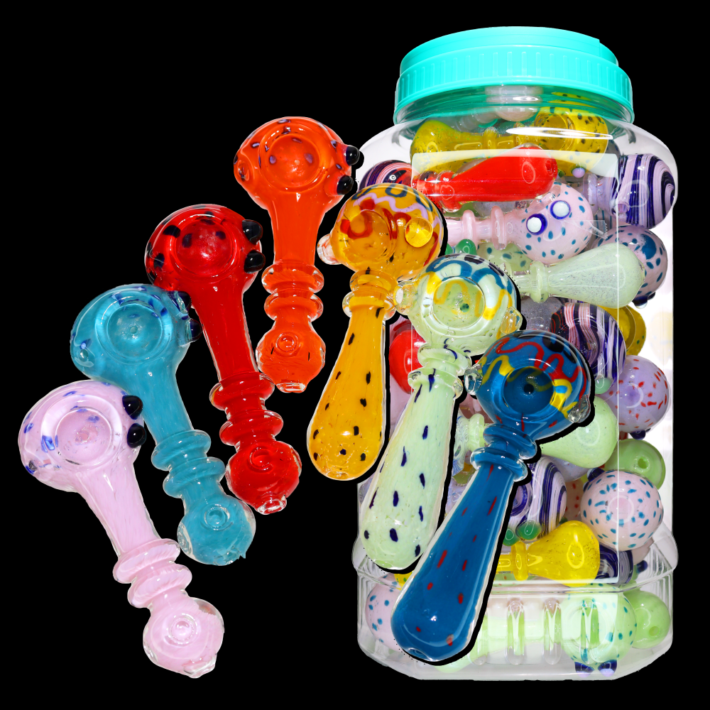 50 pcs – NEW JAR #18 Glass Hand Pipe (5 inches) Spoon $3.95 each