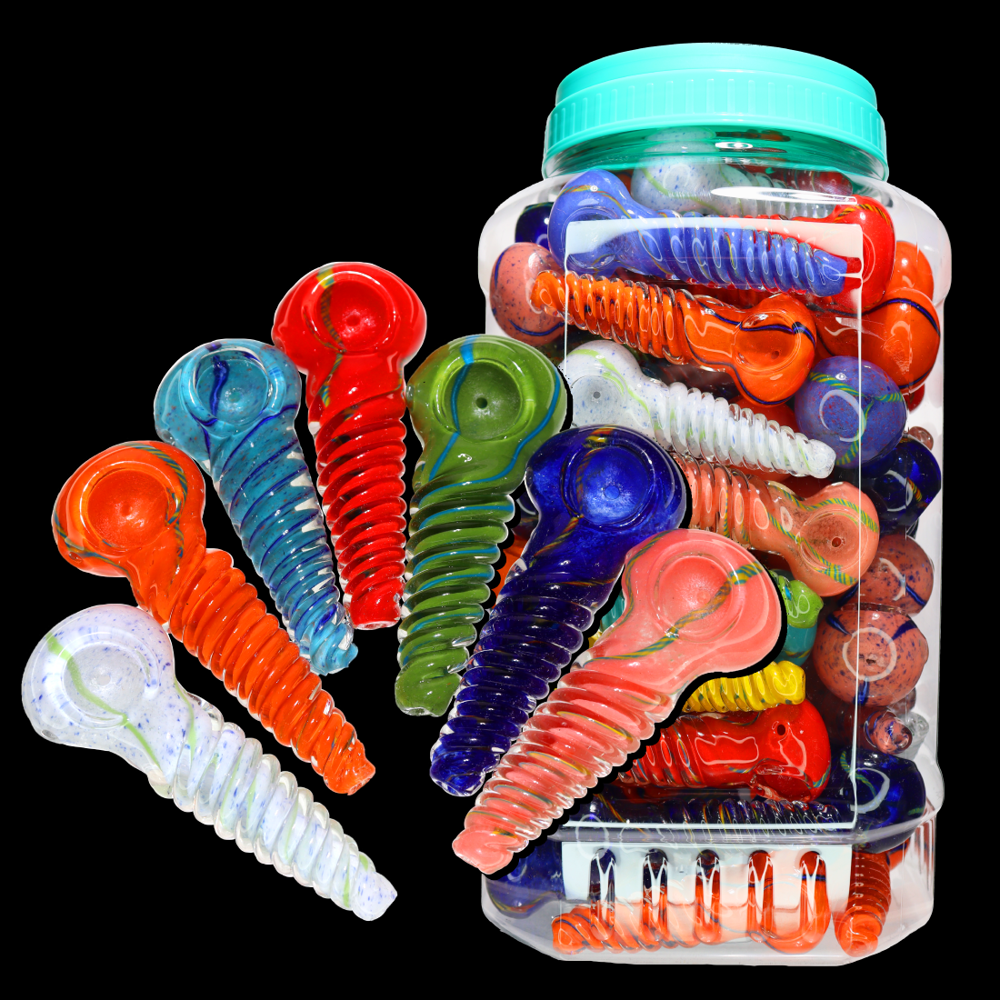 82 pcs – NEW JAR #19 Glass Hand Pipe (4 inches) Spoon $3.50 each