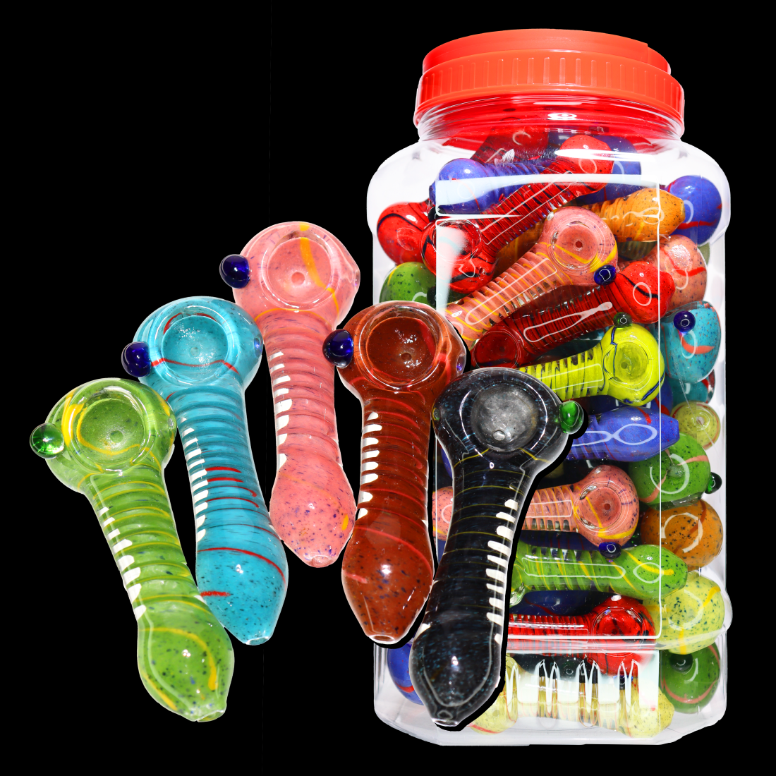 72 pcs – NEW JAR #29 Glass Hand Pipe (4 inches) Spoon $3 each