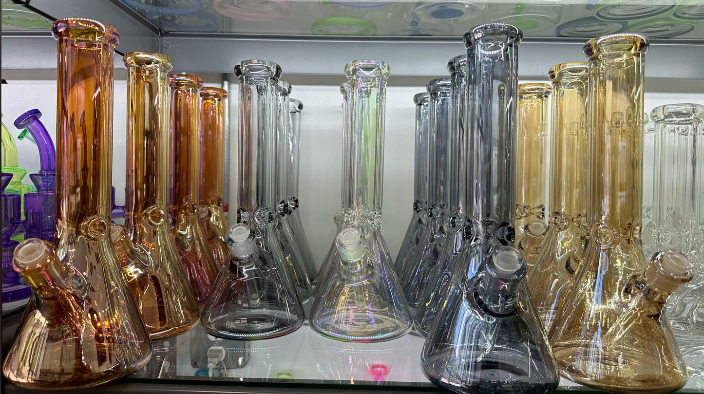 14 in - Heavy Beaker Glass Bong Metallic Colors