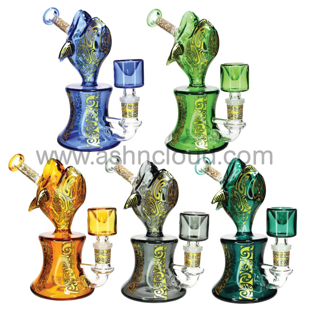 Reptilian Ancient Culture Glass Bong with Design Bowl