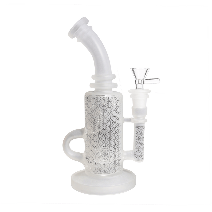 10 Inch Frosted Pattern Bent Neck Glass Bong