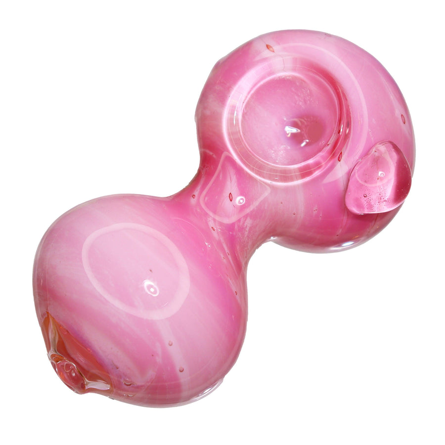 4 Inch Purple/Pink Curvy Handle Glass Spoon Pipe