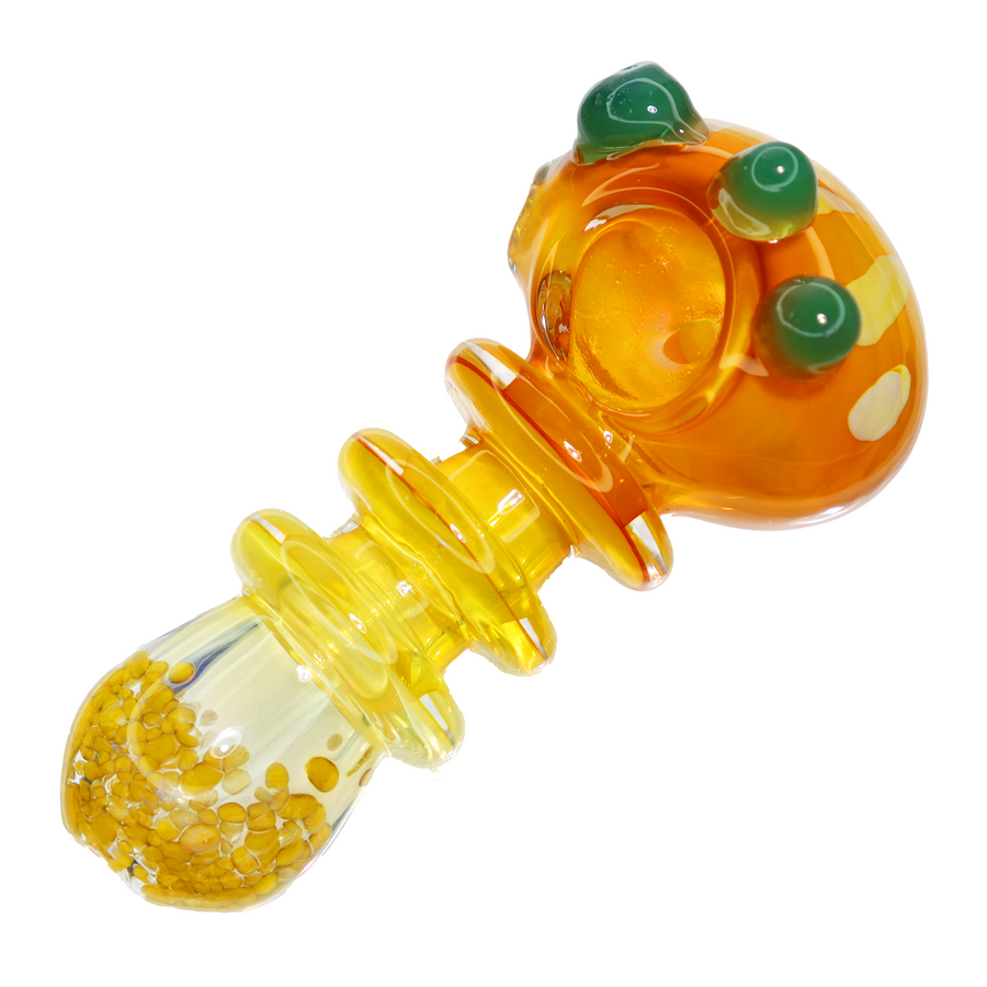 5 Inch Triple Ring Fancy Orange Glass Spoon Pipe