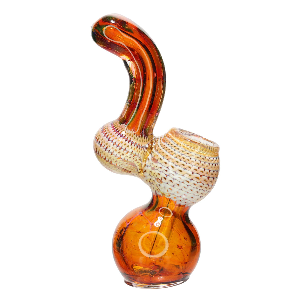 7 Inch USA-Made Heavy Glass Bubbler, Snake Brown