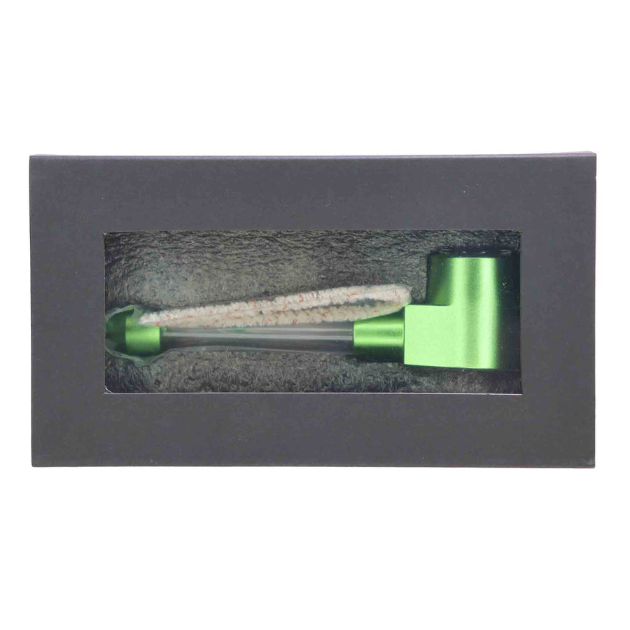 5 Inch Green Metallic Glass Hand Pipe, Boxed