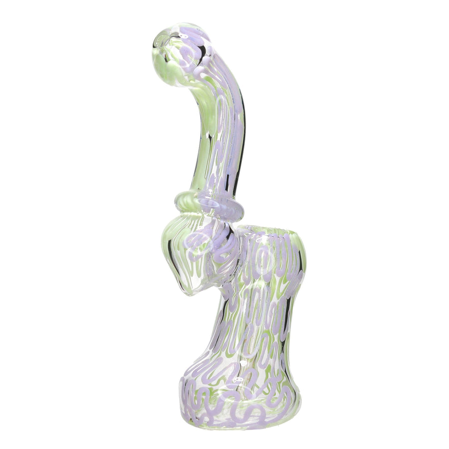 5 Inch Slime Swirl Mini Glass Bubbler, Green/Purple