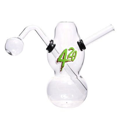6 In - Curvy Glass Clear Oil Burner Multi-Stickers