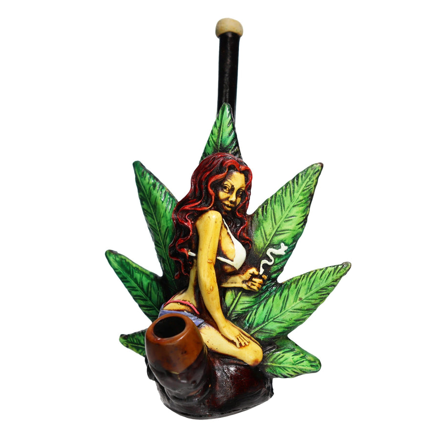 5 Inch Marihuana Lady Design Bamboo Bong